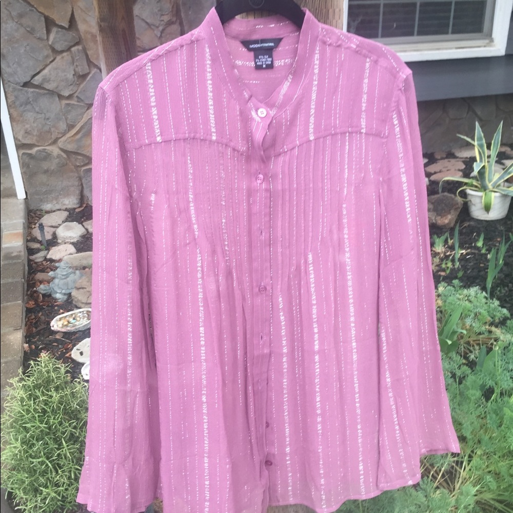 🐰Sheer mauve and silver blouse🐰